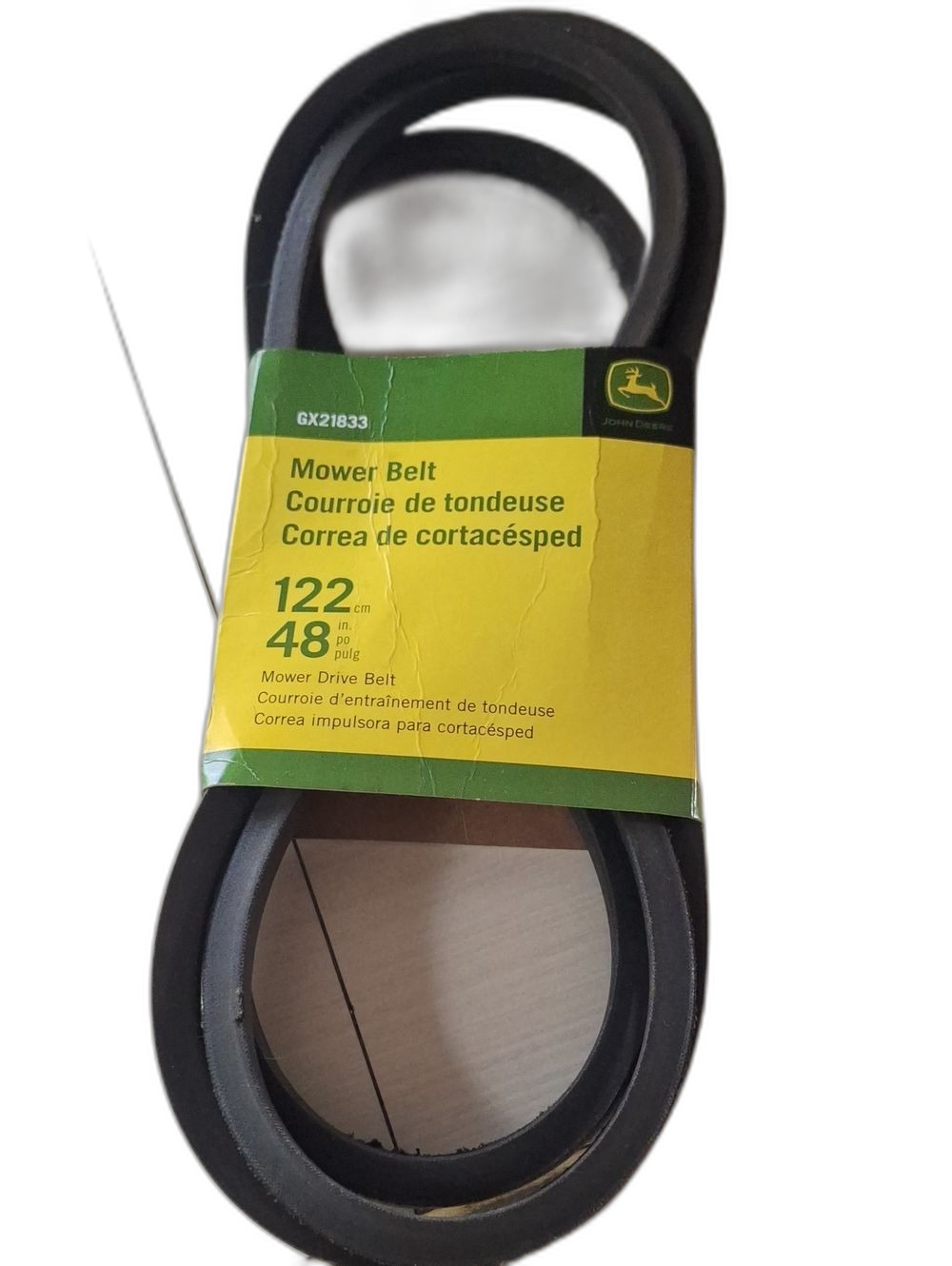 John Deere 48 in. Deck Drive Belt (GX21833), designed for 48-inch mower decks